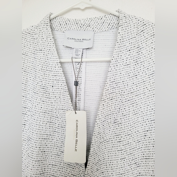 Carolina Belle Montreal Heathered White/Blk OpenFront Cardigan/Blazer Stretch XL - Picture 6 of 16